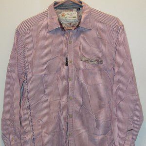 Robert Graham Jeans Men's Long Sleeve Shirt Purple Stripes Paisely Inside Medium